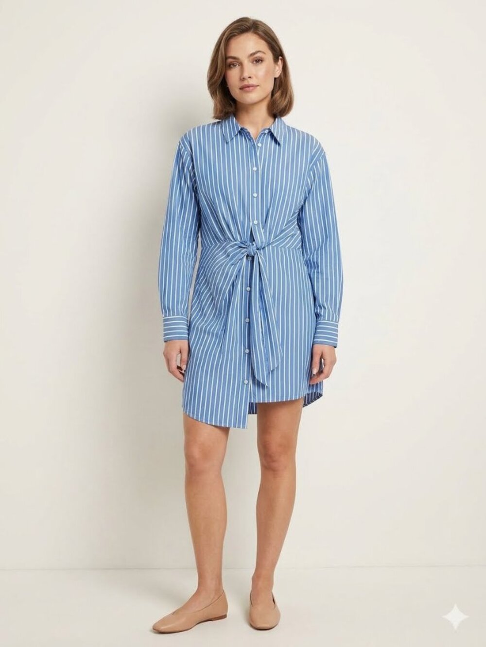 Steve Madden Nadia cotton blue and white shirt dress, size L